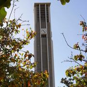 Fall colors, Bell Tower, CNAS Scholarships 2021-2022 (c) UCR/Stan Lim